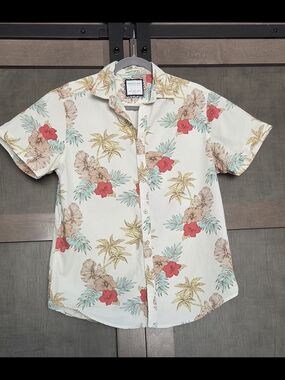 Denim & Flower Ricky Singh Tropical Hawaiian Button Front Shirt Men's Slim Fit